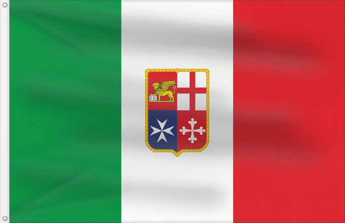 Flag, with two metal eyelets and reinforced hoist: Printable Civil Ensign of Italy