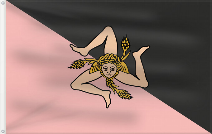 Flag, with two metal eyelets and reinforced hoist: Sicily pink and black Sicily (pink and black) Sicile (rose et noir) Sicilia (rosa y negro) Sizilien (pink und schwarz) Sicilia (rosa e nero) Sicilian flag - Pink and black version featuring US Città di Palermo colours