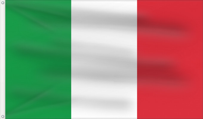 Bandera, con dos ojales metálicos y lado del asta reforzado: Italy	Italie	Italia	Italien