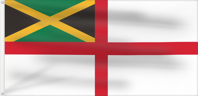 Drapeau, avec deux œillets métalliques et guindant renforcé : Naval Ensign of Jamaica