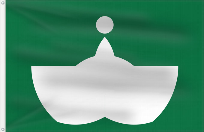 Bandera, con dos ojales metálicos y lado del asta reforzado:  Tiba [Chiba]