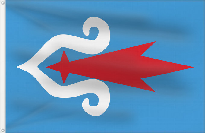 Bandera, con dos ojales metálicos y lado del asta reforzado: Ainu