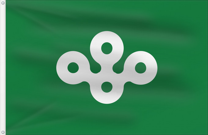 Flag, with two metal eyelets and reinforced hoist: Osaka Prefecture  1968-1984	Former flag of Osaka Prefecture, Japan	Osaka (1968-1984)	Ehemalige Flagge der Präfektur Osaka, Japan	旧配色の大阪府旗（1968年から1984年まで使用）