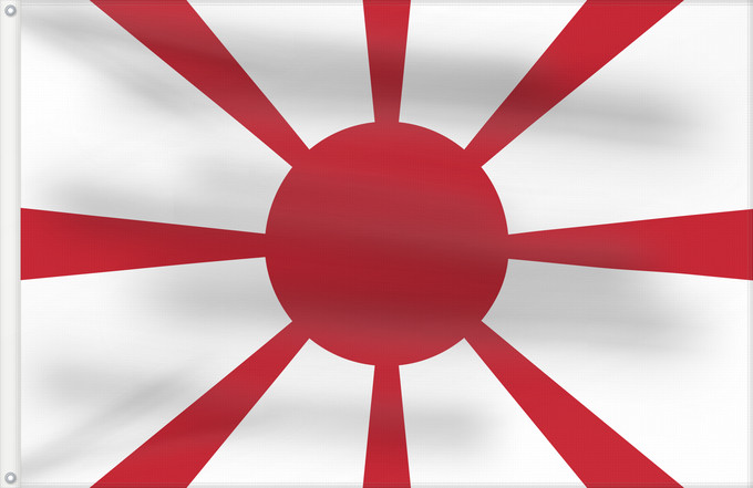 Flag, with two metal eyelets and reinforced hoist: Standard of Admiral of Imperial Japanese Navy Standard of Admiral Imperial Japanese Navy Étendard de l'Amiral de la Marine Impériale Japonaise Estandarte de Almirante de la Armada Imperial Japonesa Admiralsstandarte der Kaiserlich Japanischen Marine Sten