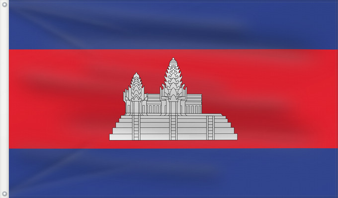 Drapeau, avec deux œillets métalliques et guindant renforcé : Cambodia Cambodge Camboya Kambodscha Cambogia Cambodja علم كمبوديا কম্বোডিয়ার পতাকা Kamboĝo 柬埔寨國旗/Kán-pu-chhài koet-khì ទង់ជាតិកម្ពុជា ທຸງຊາດກຳປູເຈຍ 柬埔寨之國旗 Камбоджа Kambodže Kambodjas ธงชาติกัมพูชา Quốc kỳ Campuchia 柬埔寨國旗 柬埔寨国旗 柬埔寨國旗 Kampuchea ê kî-
