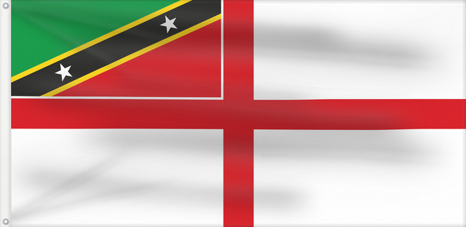 Drapeau, avec deux œillets métalliques et guindant renforcé : Naval Ensign of Saint Kitts and Nevis