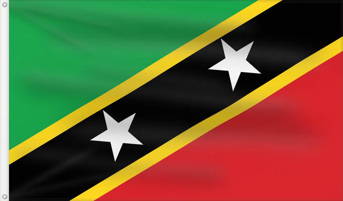 Drapeau, avec deux œillets métalliques et guindant renforcé : Saint Kitts and Nevis Saint-Christophe-et-Niévès San Cristóbal y Nieves St. Kitts und Nevis Saint Kitts e Nevis Saint Kitts a Nevis Shan Críostóir-Nimheas Sen Kitts ha Nevis Флаг Сент-Китса и Невиса Saunt Kitts an Nevis Saint Kittsa in Nevisa