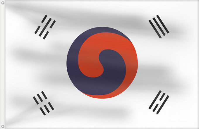 Flagge, mit zwei Metallösen und verstärktem Besatzband: Korea 1882	1882 version of the flag of Korea