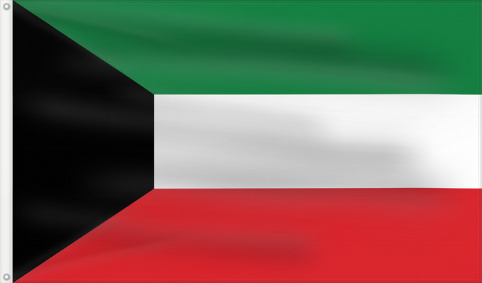 Flagge, mit zwei Metallösen und verstärktem Besatzband: Kuwait	Koweït	Kuwaitlabel QS Les