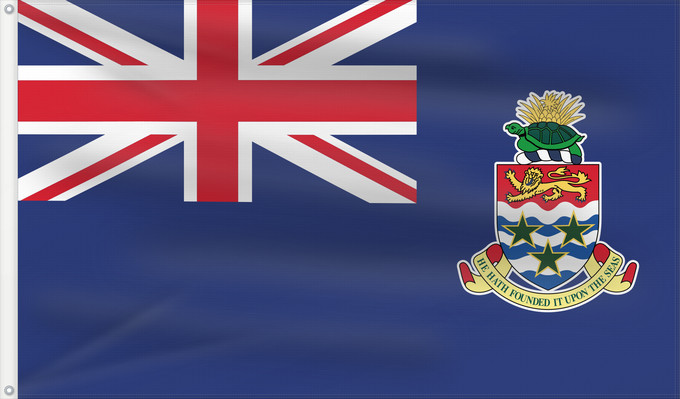 Flag, with two metal eyelets and reinforced hoist: Cayman Islands	Government Ensign of the Cayman Islands	Îles Caïmans	Islas Caimán	Kaimaninseln	Isole Cayman	דגל איי קיימן	Государственный морской флаг Каймановых островов