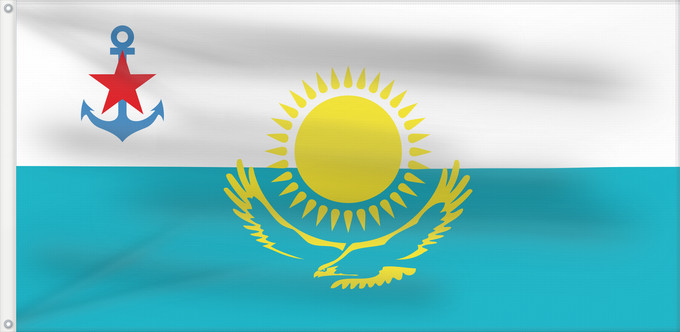 Drapeau, avec deux œillets métalliques et guindant renforcé : Naval Ensign of Kazakhstan