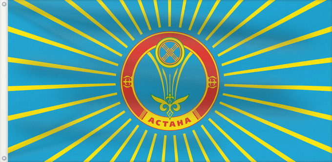 Drapeau, avec deux œillets métalliques et guindant renforcé : Astana, Kazakhstan The new flag of the city of Astana authorized at extraordinary session of city council of representatives on June Astana (2008) Astaná (2008) Новый флаг города Астана