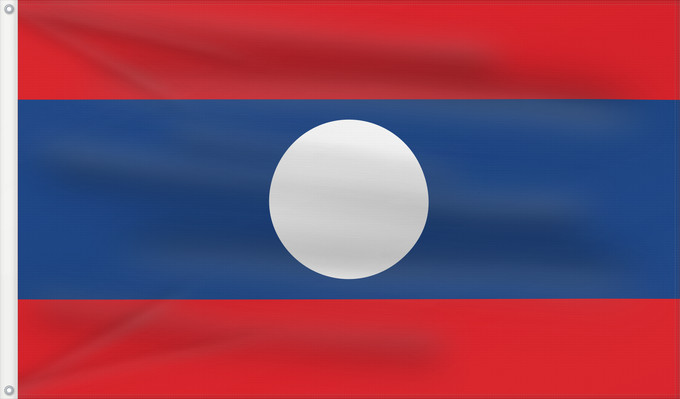 Drapeau, avec deux œillets métalliques et guindant renforcé : Laos	Lao People's Democratic Republic	Lao	پرچم لائوس	ທຸງຊາດລາວ	Флаг Лаоса	Laosa	ธงชาติ ลาว