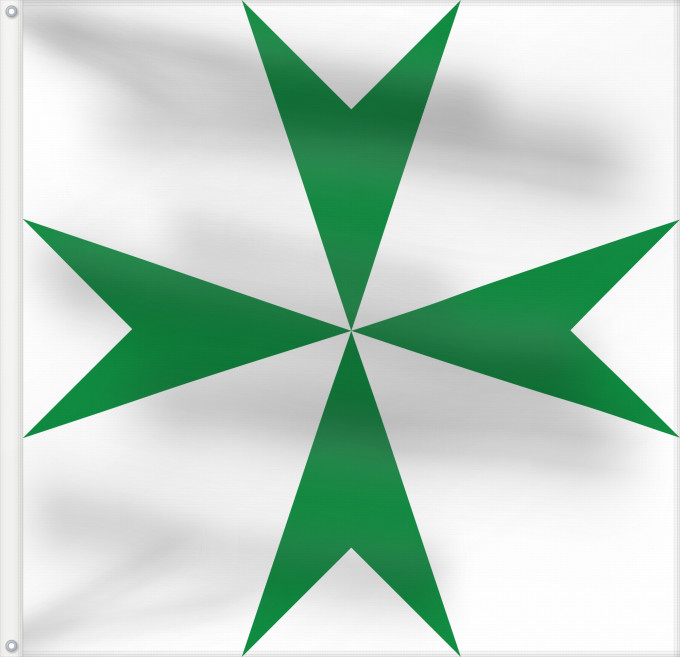 Bandera, con dos ojales metálicos y lado del asta reforzado: Militärischer und Hospitalischer Orden des Heiligen Lazarus von Jerusalem