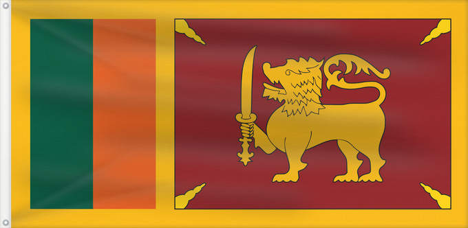 Bandera, con dos ojales metálicos y lado del asta reforzado: Ceylon 1951-1972
