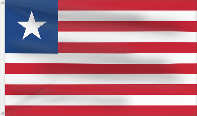 Bandera, con dos ojales metálicos y lado del asta reforzado: Liberia	Libérie	پرچم لیبریا	Liberian	Liberiei	Liberije