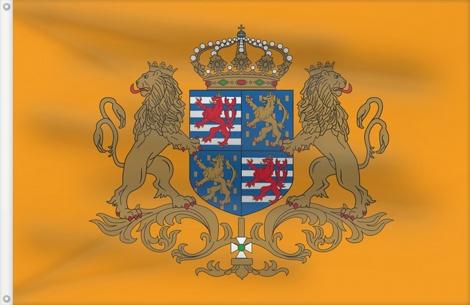 Bandera, con dos ojales metálicos y lado del asta reforzado: Standard of the Grand Duke of Luxembourg Étendard du grand-duc de Luxembourg Estandarte del Gran Duque de Luxemburgo Standard der Großherzog von Luxemburg Stendardo del Granduca di Lussemburgo