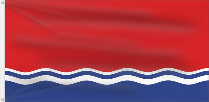 Flagge, mit zwei Metallösen und verstärktem Besatzband: Latvian Soviet Socialist Republic  reverse	Latvijas PSR karogs  reversās	Флаг Латвийской ССР  оборотная сторона