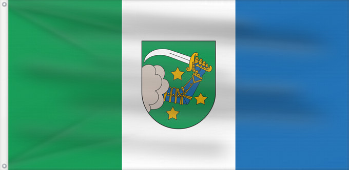 Flagge, mit zwei Metallösen und verstärktem Besatzband: Valka City of Valka, Latvia Stadt Valka, Lettland Valkas pilsētas Флаг города Валка, Латвия