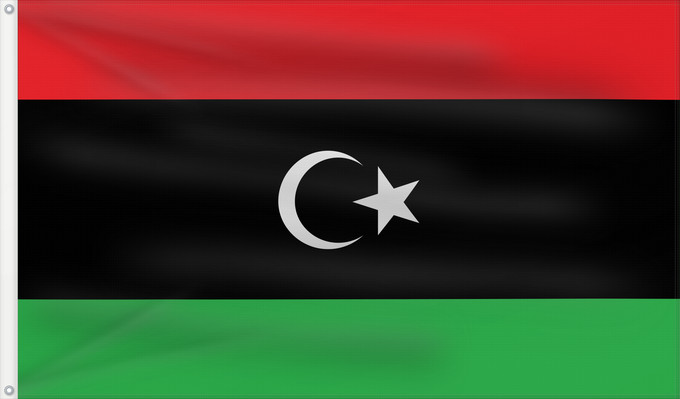 Flag, with two metal eyelets and reinforced hoist: Libya	The national flag of Libya	La Libye	Libia	Libyen	Libië	Líbia	علم ليبيا	Banniel Libia	Libije	Liibüa lipp	דגל לוב	リビアの国旗。	리비아의 국기	Libyas flagg	Libiei	Флаг Ливии	ⵍⵉⴱⵢⴰ ⴰⵛⵏⵢⴰⵍ ⵏ ⵍⵉⴱⵢⴰ