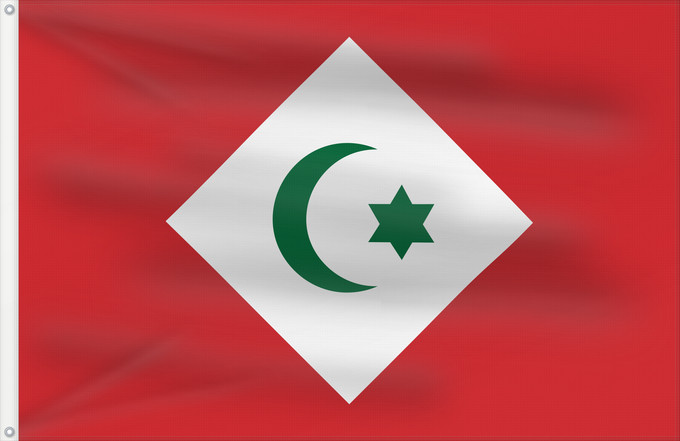 Bandera, con dos ojales metálicos y lado del asta reforzado: Republic of the Rif	République du Rif	República del Rif	Republik des Rif	Repubblica del Rif	علم جمهورية الريف