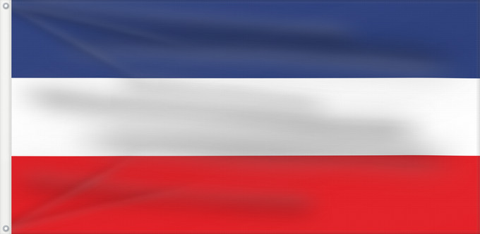 Bandera, con dos ojales metálicos y lado del asta reforzado: Serbia and Montenegro  2003–2006	Serbia and Montenegro	Srbije i Crne Gore	Սերբիա և Չեռնոգորիա	Знаме на Србија и Црна Гора	Флаг Сербии и Черногории	Застава Србије и Црне Горе	Srbije in Črne gore	Konfederata Serbia dhe Mali i Zi	Прапор Сербії та Чорногорії