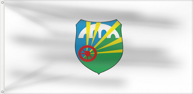 Flagge, mit zwei Metallösen und verstärktem Besatzband: Šuto Orizari Municipality, North Macedonia	Šuto Orizari Municipality, Macedonia	Municipalité de Šuto Orizari	Municipio de Šuto Orizari	Gemeinde Šuto Orizari	Comune di Šuto Orizari	Знаме на Општина Шуто Оризари
