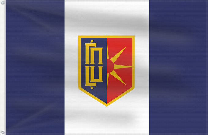 Flagge, mit zwei Metallösen und verstärktem Besatzband: Ǵorče Petrov Municipality, North Macedonia	Ǵorče Petrov Municipality, Macedonia	Municipalité de Ǵorče Petrov	Municipio de Ǵorče Petrov	Gemeinde Ǵorče Petrov	Comune di Ǵorče Petrov	Знаме на Општина Ѓорче Петров