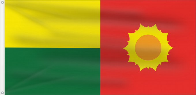 Bandera, con dos ojales metálicos y lado del asta reforzado: Dobruševo	Dobruševo - the municipality of Dobruševo was incorporated into the municipality of Mogila