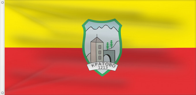 Bandera, con dos ojales metálicos y lado del asta reforzado: Kratovo Municipality, North Macedonia	Kratovo Municipality, Macedonia	Municipalité de Kratovo	Municipio de Kratovo	Gemeinde Kratovo	Comune di Kratovo	Знаме на Општина Кратово