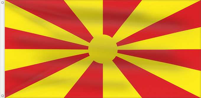 Flagge, mit zwei Metallösen und verstärktem Besatzband: Proposal of Macedonia - 8 One of the first 12 flag proposals for a new flag of Macedonia 1995 Macédoine (proposition 8 de 1995) Macedonia (propuesta 8 de 1995) Nordmazedonien (Vorschlag 8 von 1995) Macedonia (proposta 8 del 1995) Едно од вкупноте 12 пред