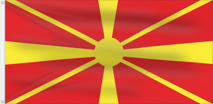 Flagge, mit zwei Metallösen und verstärktem Besatzband: Proposal of Macedonia - 9	One of the first 12 flag proposals for a new flag of Macedonia  1995	Macédoine (proposition 9, 1995)	Macedonia (propuesta 9, 1995)	Nordmazedonien (Vorschlag 9, 1995)	Macedonia (proposta 9, 1995)	Едно од вкупноте 12 предлог-знамињ