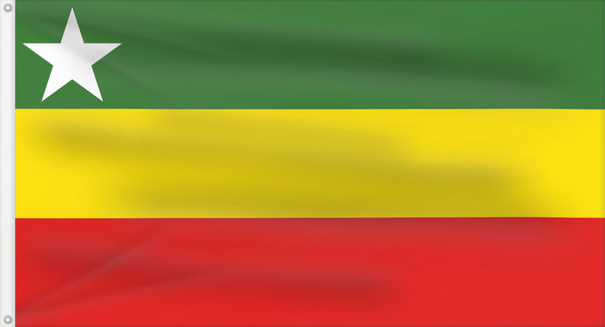 Bandiera, con due occhielli metallici e lato dell'asta rinforzato: Myanmar  2006 proposal	Rejected proposed flag of Myanmar	Myanmar (proposition 2006)	Myanmar (propuesta 2006)	Myanmar (2006 Vorschlag)	Myanmar (proposta 2006)