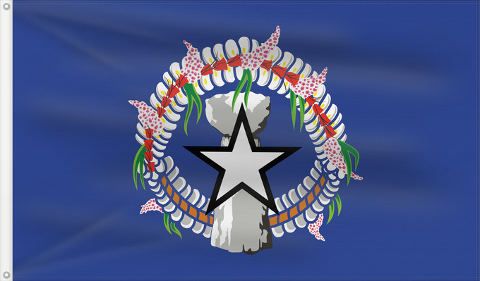 Bandera, con dos ojales metálicos y lado del asta reforzado: Northern Mariana Islands	Îles Mariannes du Nord	Islas Marianas del Norte	Nördliche Marianen	Isole Mariana del Nord