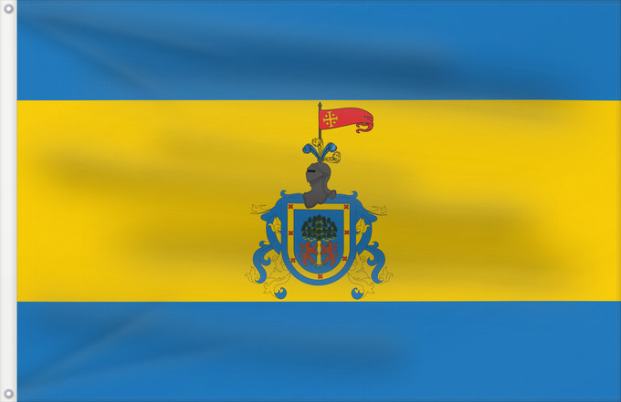 Bandera, con dos ojales metálicos y lado del asta reforzado: Jalisco New Galicia Jalisco State New Galicia Jalisco (Nouvelle-Galicie) Jalisco (Nueva Galicia) Jalisco (Neugalizien) Jalisco (Nuova Galizia)