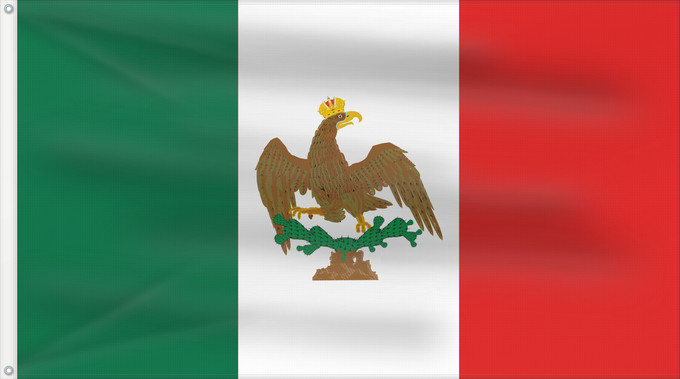 Drapeau, avec deux œillets métalliques et guindant renforcé : Mexico 1821-1823 Mexico (1821-1823) Mexique (1821-1823) México (1821-1823) Mexiko (1821-1823) Messico (1821-1823)