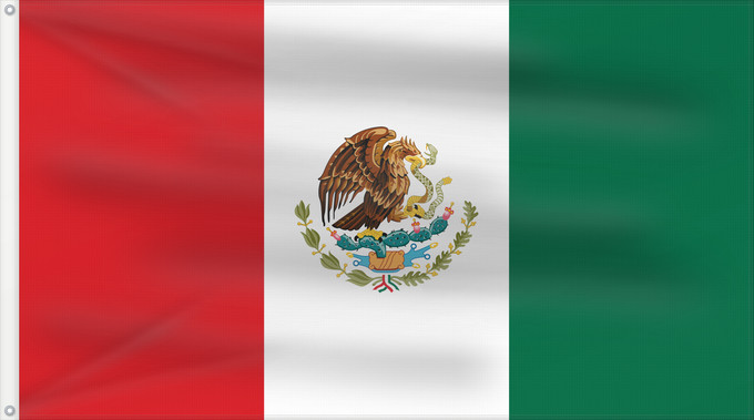 Drapeau, avec deux œillets métalliques et guindant renforcé : Mexico reverse Mexico Official version of the Flag of the United Mexican States or Mexico Mexique México La actual bandera de los Estados Unidos Mexicanos Mexiko Messico Mexico México Meksyku علم المكسيك Mïxiku wiphala Meksika Mèxic Mexická vlajka Mexico