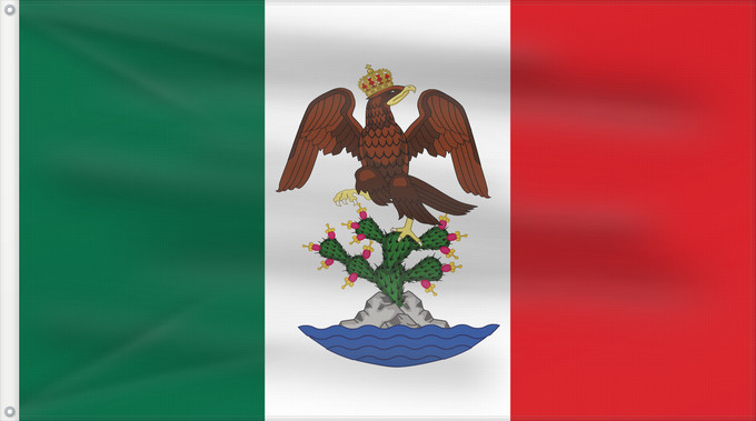 Drapeau, avec deux œillets métalliques et guindant renforcé : Primer Imperio Mexicano First Mexican Empire Premier Empire mexicain Erstes Mexikanisches Kaiserreich Primo Impero Messicano