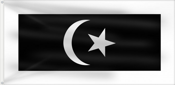 Drapeau, avec deux œillets métalliques et guindant renforcé : Terengganu Malaysian state Terengganu