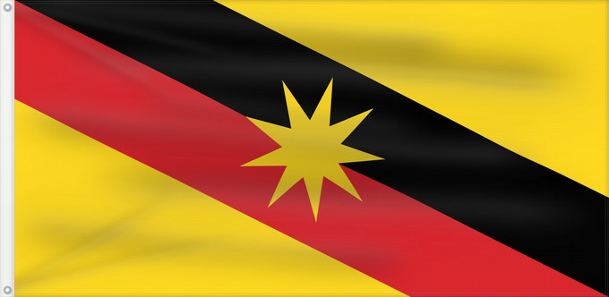 Flagge, mit zwei Metallösen und verstärktem Besatzband: Sarawak Malaysian state of Sarawak Sarawak
