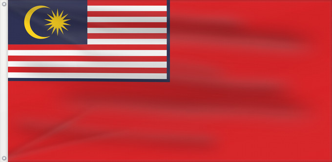 Drapeau, avec deux œillets métalliques et guindant renforcé : Civil Ensign of Malaysia	The civil ensign of Malaysia	Malaisie - Pavillon Civil	Malasia - Pavellón Civil	Malaysia - Zivilschiffsflagge	Malesia - Insegna Civile