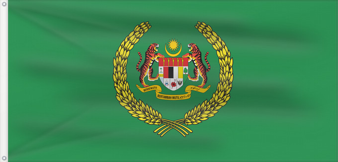 Drapeau, avec deux œillets métalliques et guindant renforcé : Standard of the Raja Permaisuri Agong	The Royal Standard of the Raja Permaisuri Agong	Étendard Royal de la Raja Permaisuri Agong	Estandarte Real de la Raja Permaisuri Agong	Königsstandarte der Raja Permaisuri Agong	Stendardo Reale della Raja Permaisuri Ag