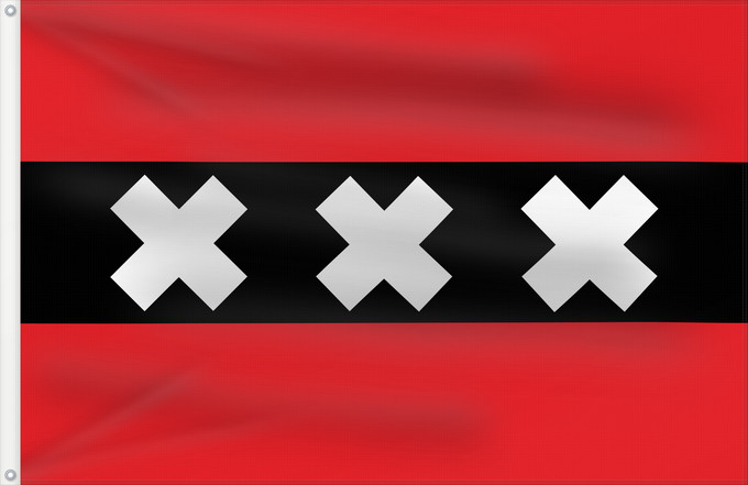 Bandera, con dos ojales metálicos y lado del asta reforzado: Amsterdam	Ámsterdam	Amsterdamu	Vun Amsterdam	Флаг Амстердама