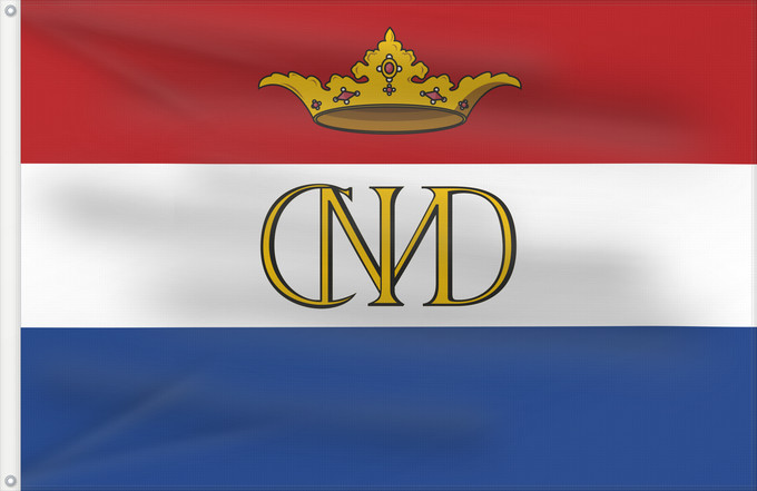Flagge, mit zwei Metallösen und verstärktem Besatzband: New Holland	Putative flag of Maurício de Nassau in Brazil	Nouvelle-Hollande (putative)	Nueva Holanda (putativa)	Neu-Holland (mutmaßlich)	Nuova Olanda (putativa)	Putativa de Maurício de Nassau no Brasil