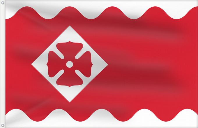 Flagge, mit zwei Metallösen und verstärktem Besatzband: Oudewater	Dutch municipality of Oudewater  Banen van wit-rood-wit