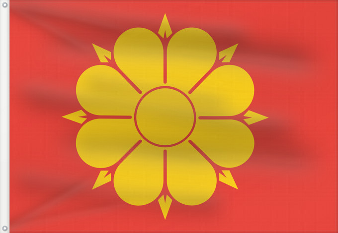 Bandera, con dos ojales metálicos y lado del asta reforzado: Trondheim	Municipality of Trondheim, Norway	Trondheims flagg. Størrelsesforholdet er 38 27