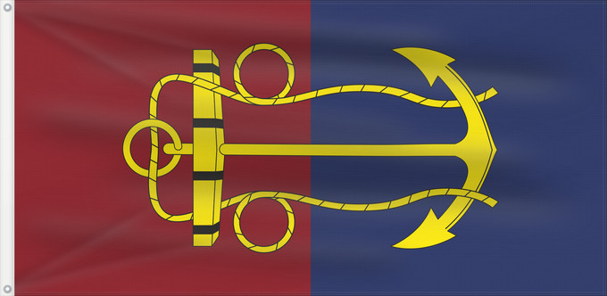 Flagge, mit zwei Metallösen und verstärktem Besatzband: New Zealand Navy Board Conseil de la marine néo-zélandaise Junta de la Marina de Nueva Zelanda Marinevorstand Neuseeland Consiglio della Marina della Nuova Zelanda