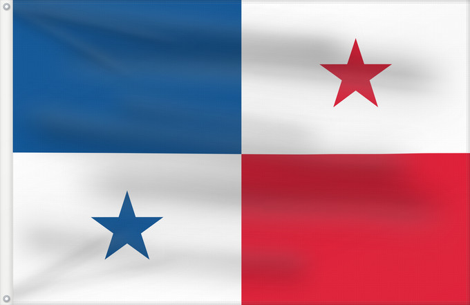 Bandera, con dos ojales metálicos y lado del asta reforzado: Panama 1903 Original design of the Panamanian flag not current Panama (1903-1904) Primer diseño de la bandera panameña no vigente Původní vlajka Panamy