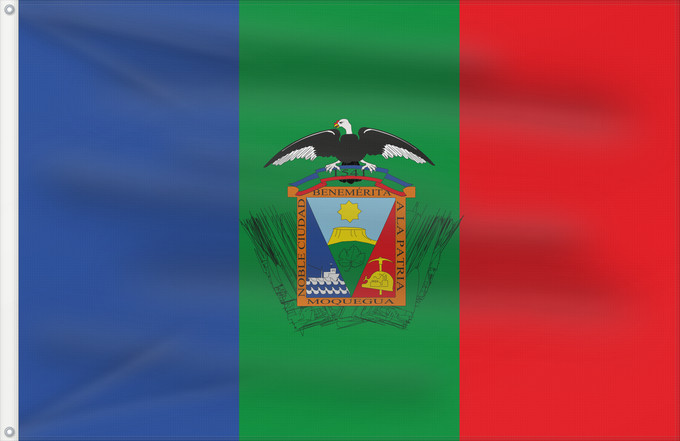 Bandera, con dos ojales metálicos y lado del asta reforzado: Moquegua	Moquegua city	Ciudad de Moquegua