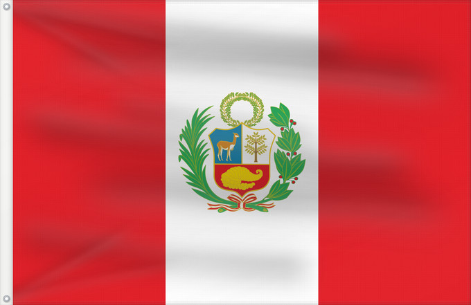 Bandera, con dos ojales metálicos y lado del asta reforzado: Peru  1825 - 1950